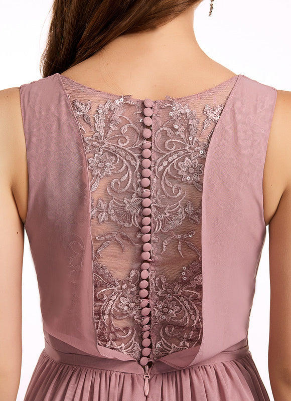 Robe Pastel Rose Demoiselle D'Honneur Élégante - gallery 5