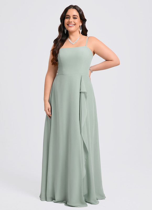 Robe Pastel Verte Col Carré Volants - gallery 5