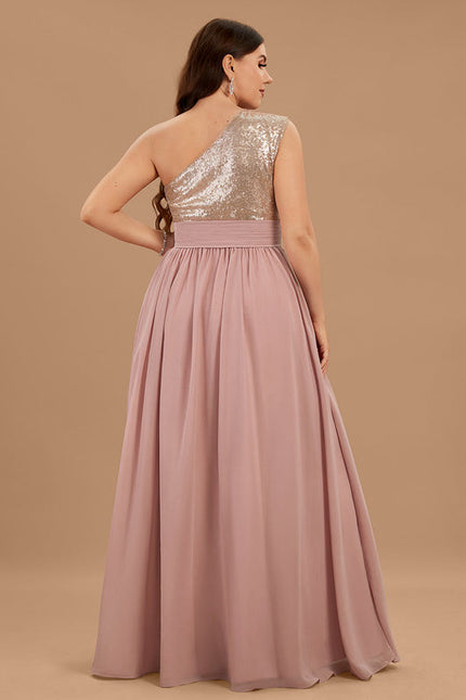 Robe Pastel Rose Décolleté Asymétrique Élégante - gallery 6