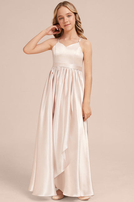 Robe Pastel Rose Demoiselle D'Honneur Satin - gallery 4