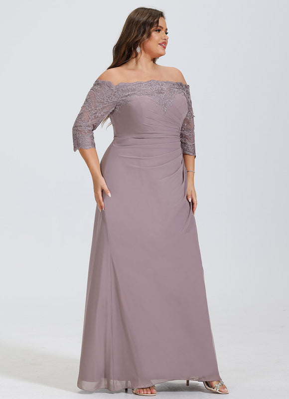 Robe Pastel Lavande Épaule Dénudée Longue - gallery 7