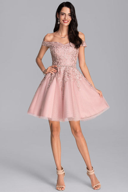 Robe Pastel Rose Tulle Paillettes Élégante - gallery 3