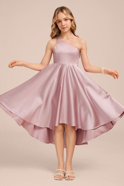 Robe Pastel Mauve Décolleté Asymétrique Satin - gallery 4