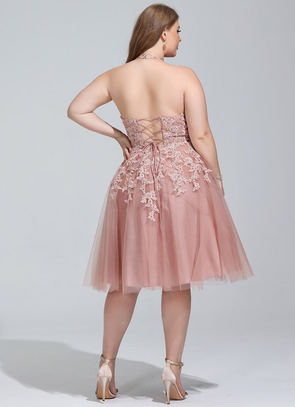 Robe Pastel Rose Trapèze Col Rond - gallery 6