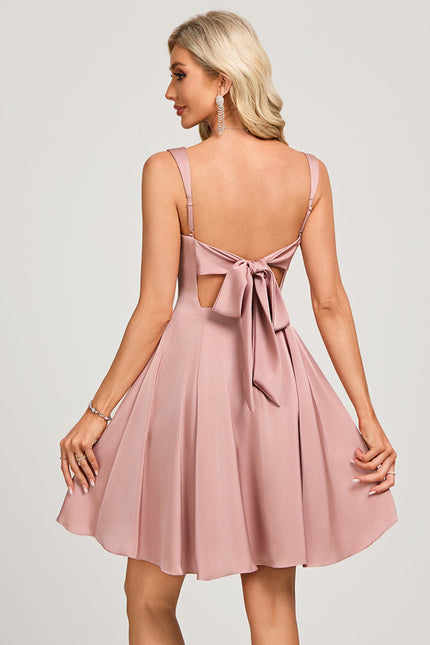Robe Pastel Rose Col Carré Trapèze - gallery 6