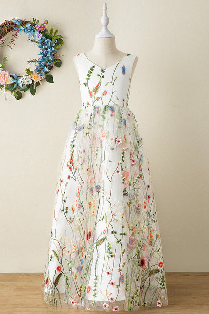 Robe Pastel Verte Dentelle Fleuri Fille Mariage - gallery 1