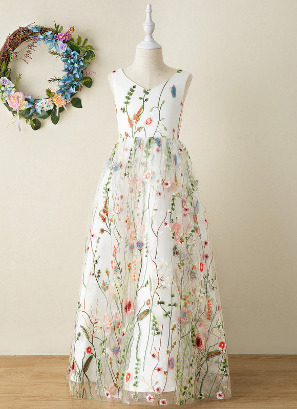 Robe Pastel Verte Dentelle Fleuri Fille Mariage - gallery 1