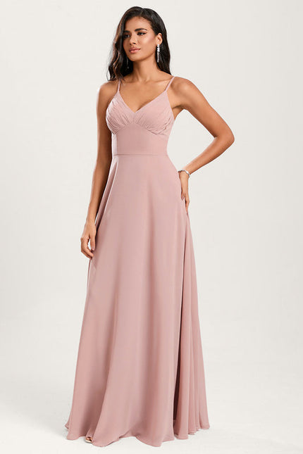 Robe Pastel Rose Demoiselle D'Honneur Élégante - gallery 1
