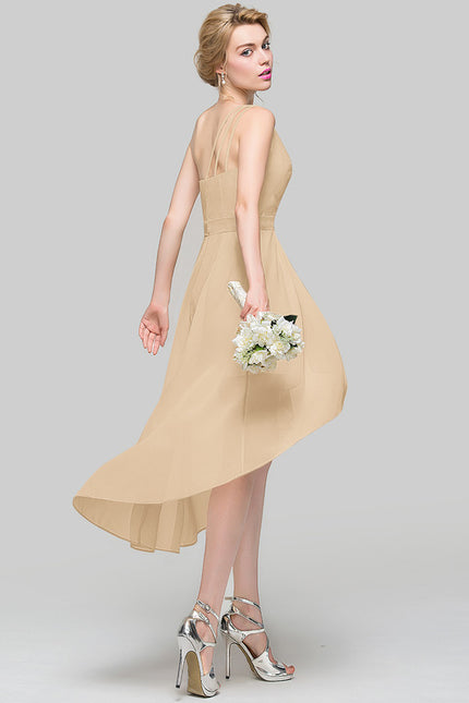 Robe Pastel Beige Décolleté Asymétrique Chic - gallery 4
