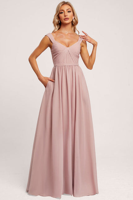 Robe Pastel Rose Décolleté Épaule Dénudée - gallery 4