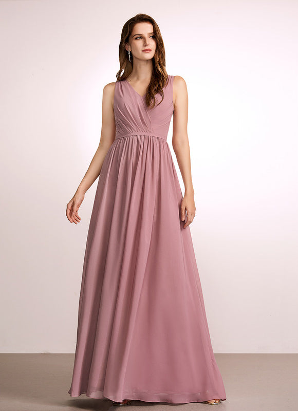 Robe Pastel Rose Demoiselle D'Honneur Élégante - gallery 1
