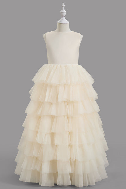 Robe Pastel Crème Demoiselle D'Honneur Princesse - gallery 1