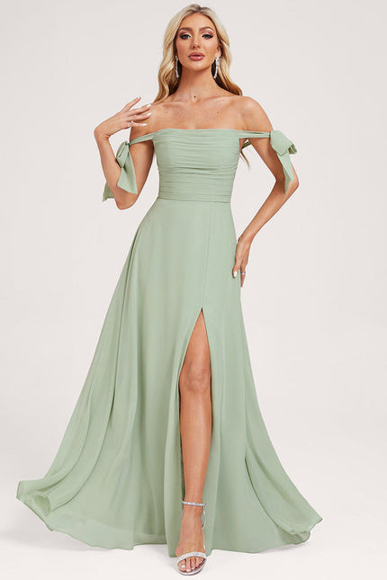 Robe Pastel Verte Col Bénitier Longue - gallery 1