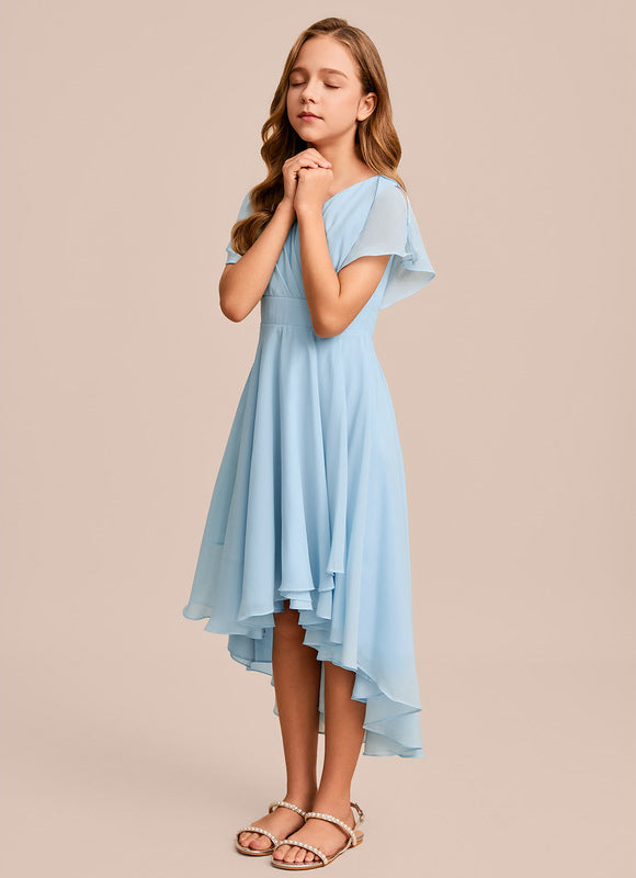 Robe Pastel Verte Trapèze Col V Junior - gallery 2