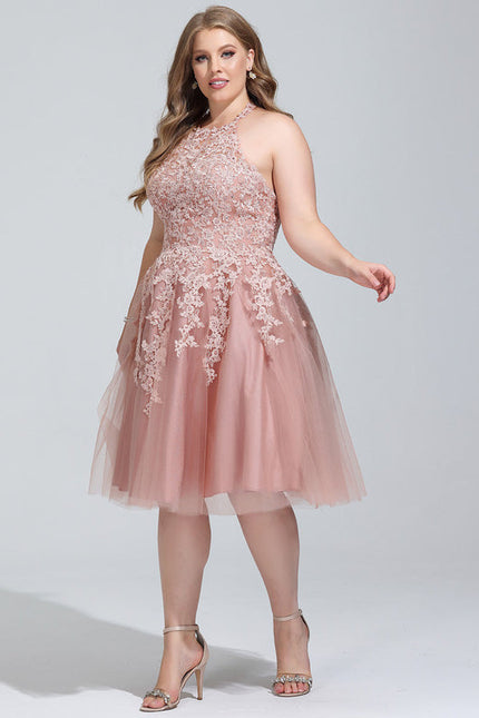 Robe Pastel Rose Trapèze Col Rond - gallery 8