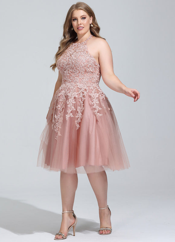 Robe Pastel Rose Trapèze Col Rond - gallery 8