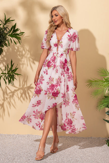 Robe Pastel Fleurie Blanche Maxi Trapèze - gallery 2