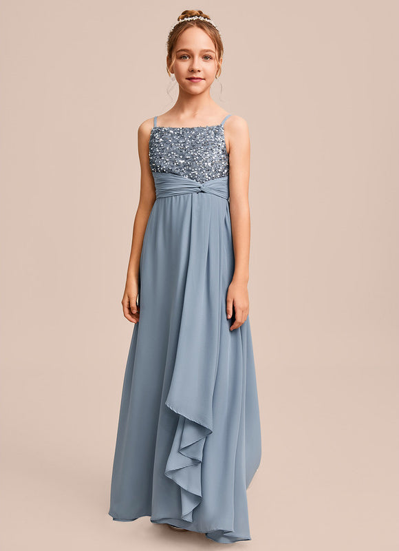 Robe Pastel Bleu Col Carré Longueur Sol - gallery 4