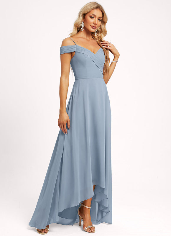 Robe Pastel Décolleté Asymétrique Rose Mauve - gallery 5