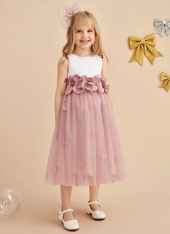 Robe Pastel Rose À Fleurs 3D Fille