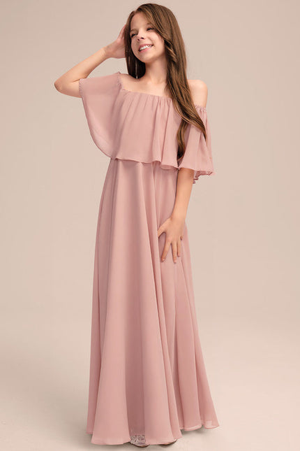 Robe Pastel Rose Épaules Dénudées Longue - gallery 3