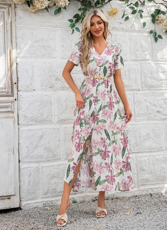 Robe Pastel Fleurie Col V Maxi - gallery 3