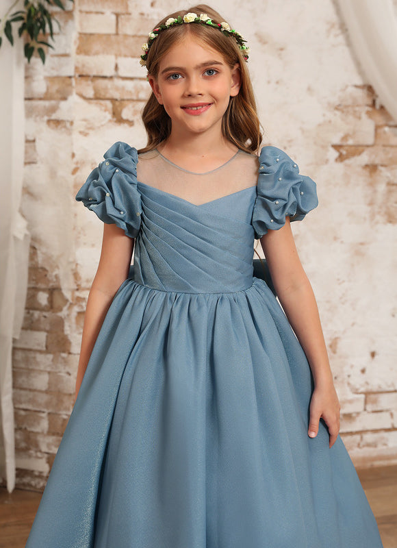 Robe Pastel Bleu Trapèze Col Rond - gallery 9