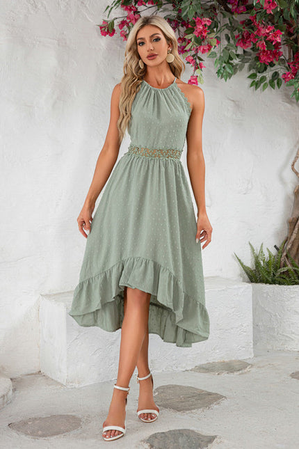 Robe Pastel Verte À Volants Midi - gallery 2