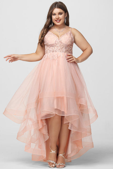 Robe Pastel Rose Col V Asymétrique Tulle - gallery 9