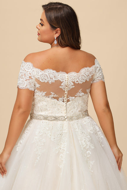 Robe Pastel Mariée Crème Dentelle Traîne - gallery 7