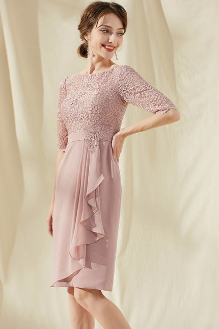 Robe Pastel Blush Longueur Genou Dentelle - gallery 2
