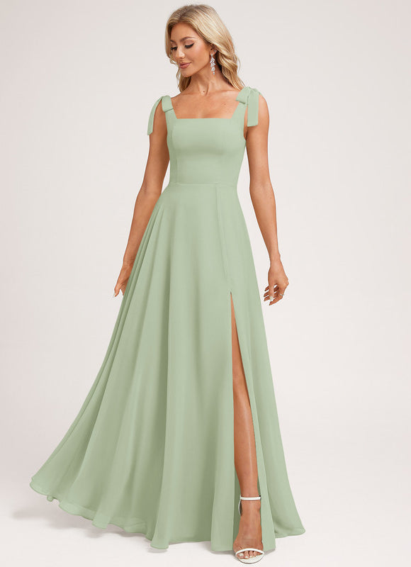 Robe Pastel Verte Trapèze Col Carré - gallery 4