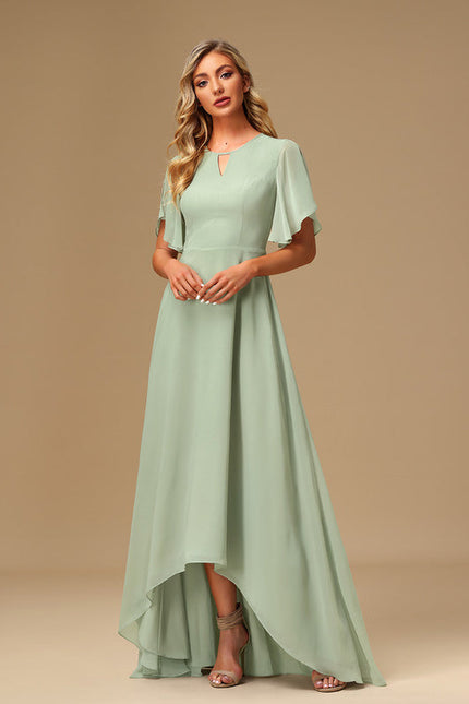 Robe Pastel Verte Mousseline À Volants - gallery 2