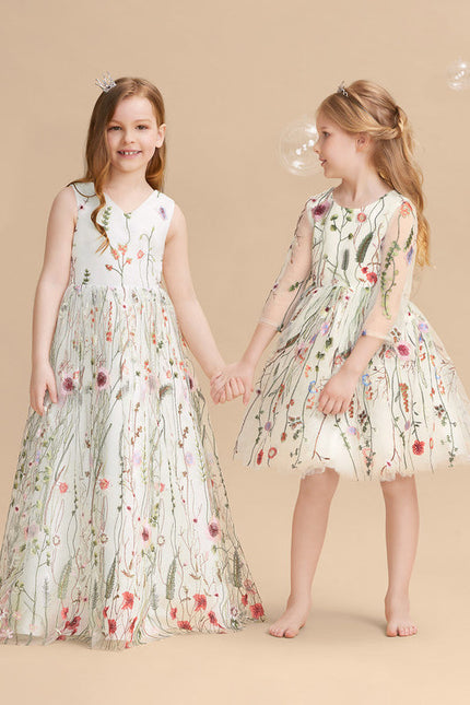 Robe Pastel Verte Dentelle Fleuri Fille Mariage - gallery 7