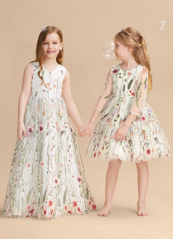 Robe Pastel Verte Dentelle Fleuri Fille Mariage - gallery 7