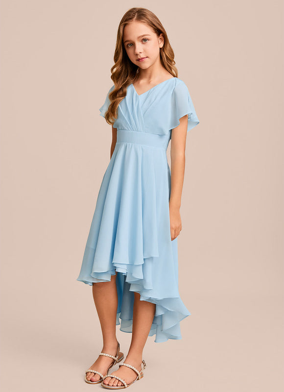 Robe Pastel Verte Trapèze Col V Junior - gallery 4