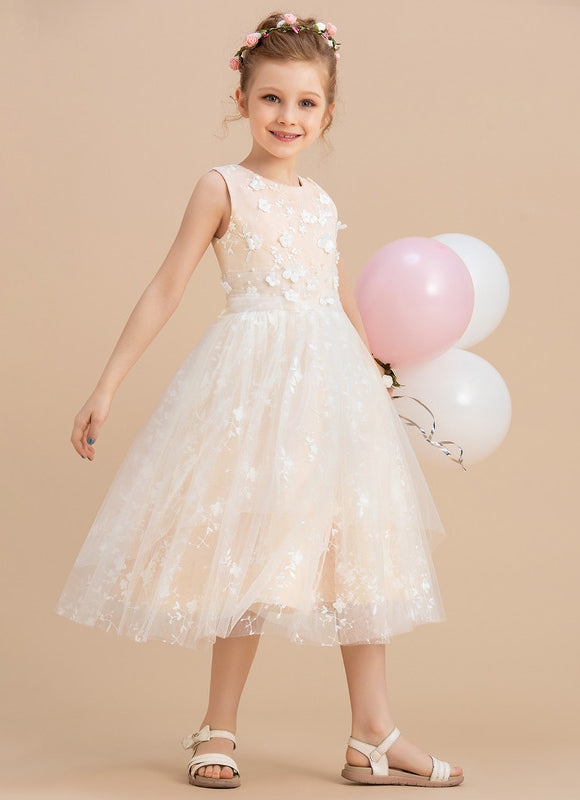 Robe Pastel Crème Fleuri Pour Mariage Fille - gallery 6