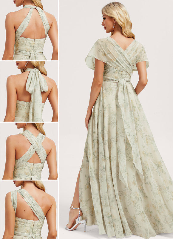 Robe Pastel Rose Trapèze Décolleté Col V - gallery 1