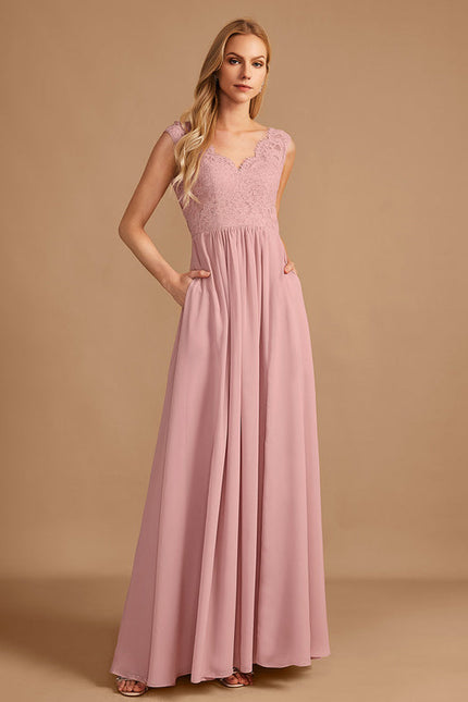 Robe Pastel Rose Demoiselle D'Honneur Élégante - gallery 3