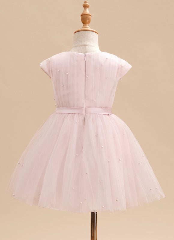 Robe Pastel Rose Tulle Avec Perles - gallery 3