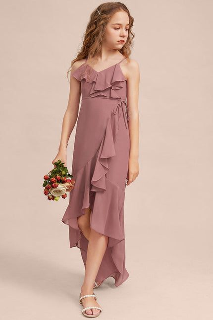 Robe Pastel Rose Demi-Longue Avec Volants - gallery 2