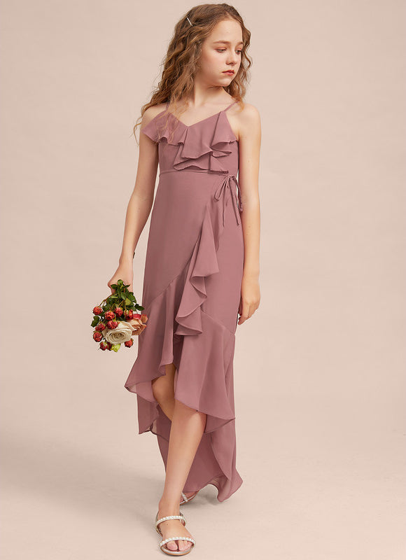 Robe Pastel Rose Demi-Longue Avec Volants - gallery 2