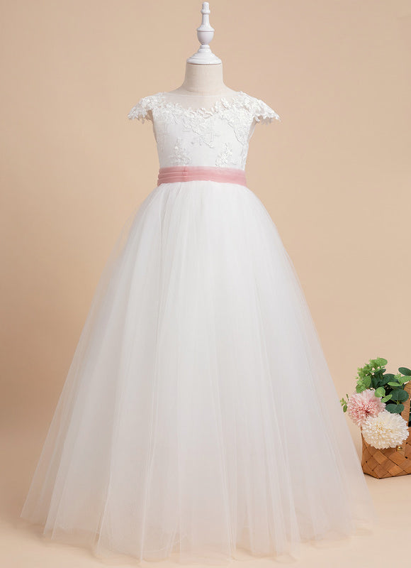 Robe Pastel Blanche Avec Ceinture Rose - gallery 4