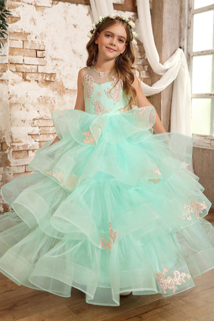 Robe Pastel Fille Turquoise Princesse Tulle