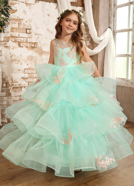 Robe Pastel Fille Turquoise Princesse Tulle