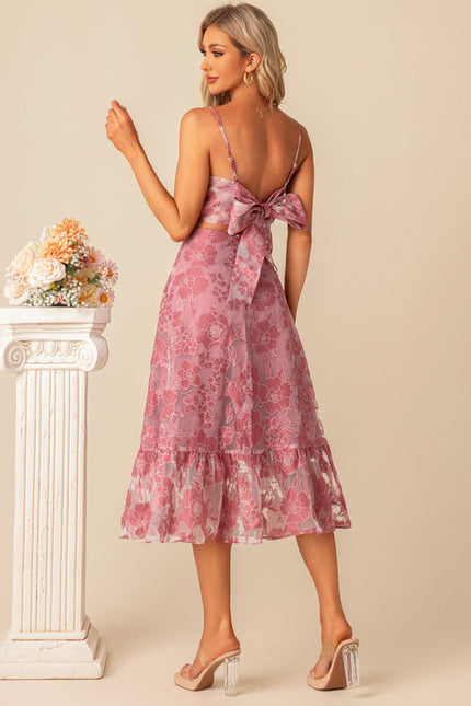Robe Pastel Rose Imprimé Fleuri Midi - gallery 3