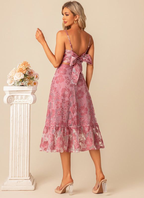 Robe Pastel Rose Imprimé Fleuri Midi - gallery 3