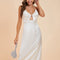 Robe Pastel Satin Ivoire Midi Ajustée