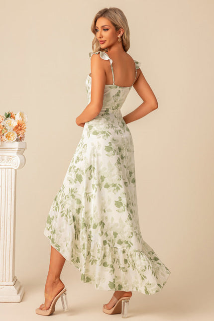 Robe Pastel Verte À Volants Floral - gallery 3