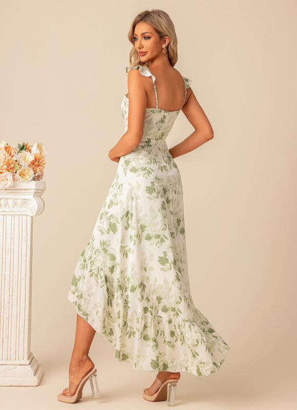 Robe Pastel Verte À Volants Floral - gallery 3
